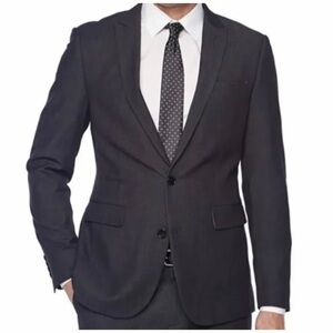 F J.Ferrar Black Geo Birdseye Dots Slim Fit Suit Jacket